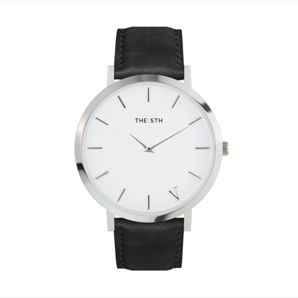 Leather Watch with Black & Grey Straps